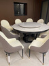 琛舍高端实木岩板餐桌椅组合现代简约意式大理石圆桌带转盘家用饭桌 中花白【加厚大理石】 1.6米 一桌十椅【带转盘】 实拍图