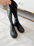 卓诗尼长筒靴女2025年新款春秋高筒靴子厚底皮靴不过膝长靴冬加绒骑士靴 黑色-单里 37 实拍图