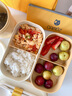 CAMUZ日式双层饭盒 可微波炉加热 上班族便携密封分隔餐盒 塑料便当盒 黄色双层饭盒+筷勺+汤杯+方块包 实拍图