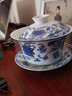恒铭昌景德镇青花瓷盖碗茶杯陶瓷泡茶杯茶具敬茶碗单个三才杯手抓壶 特大号金莲花盖碗400ml 实拍图
