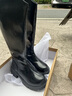 狄德拉大码女靴41一43长筒靴女秋冬厚底粗腿骑士靴胖mm大筒围v口高筒靴 黑色单里(加肥筒) 39 (245mm) 标准码 实拍图