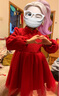 戴维贝拉女童加绒连衣裙2023秋冬儿童红色公主裙周岁礼服裙子 实拍图