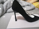 蓝晨语依 高跟鞋女细跟单鞋韩版优雅尖头法式绒面裸色ol工作鞋女 黑色 35 实拍图