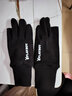 花花公子（PLAYBOY）手套男冬季加绒厚麂皮绒防滑手套防风抗寒触屏耐磨开车分指手套 黑色【露指】 实拍图