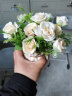 盛世泰堡 仿真花假花束盆绢花装饰花陶瓷小花瓶花艺客厅装饰摆件 白色玫瑰 实拍图