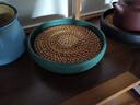 古德窑 复古壶承壶垫陶瓷干泡台日式紫砂养壶底座茶承茶具配件定制壶托储水式 粗陶《孔雀绿+藤编垫》壶承 实拍图