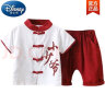 迪士尼（Disney）百天宝宝夏装一岁男孩衣服周岁礼服男宝夏季中式婴儿短袖套装纯棉 酒红色 90cm(90cm) 建议18-23斤内 晒单实拍图