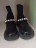 百丽 童鞋冬季女童靴子儿童加绒袜子靴保暖时装靴 黑色29码 实拍图