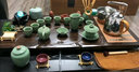 鼎器 流水茶盘四合一电磁炉整套紫砂陶瓷功夫茶具套装家用木质茶海道 05款：流水生财+墨绿哥窑 实拍图