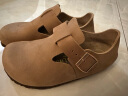 Devo的沃软木勃肯鞋男女同款时尚全包油腊皮单鞋复古情侣休闲鞋 66008 杏色疯马牛皮 34 （建议拍小一码） 实拍图