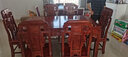 木中央 红木家具 非洲花梨（学名:刺猬紫檀）餐桌椅组合 中式象头长方形餐台全实木饭桌 1.58*0.90*0.8餐桌六椅 实拍图