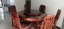 安邸 红木家具非洲花梨（学名：刺猬紫檀）中式实木餐桌椅组合带转盘家用圆桌组合 别墅餐台饭桌 餐厅家具 1.28米如意餐桌+6象头餐椅 实拍图