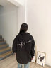 BJHG不计后果春秋简约刺绣加绒开衫连帽卫衣男潮牌欧美风宽松情侣外套 黑色 XL 实拍图
