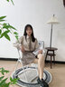 飞旺藤达折叠椅子家用学生宿舍折叠靠背椅子电脑椅子舒服久坐办公椅书桌椅 白色【塑料凳面】免安装 加粗23mm钢管，海绵坐垫海绵靠背 实拍图
