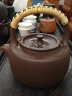 万壶园 紫砂壶烧水壶煮茶壶煮茶器大容量泡茶壶电陶炉煮茶炉手工提梁壶 竹边提梁 紫泥 850cc 实拍图
