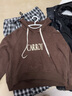 独束大码女装抽绳连帽卫衣套装女秋冬新款胖mm百搭半身裙两件套 咖色卫衣 XL 实拍图