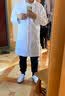 迪塞雅医生白大褂长袖护士服修身白大衣医用女工作服实验药店房工衣定制 纯白纽扣袖口（男款长袖） L 实拍图