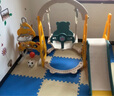 乖乖熊儿童滑梯秋千组合室内多功能家用幼儿滑滑梯小型游乐园宝宝玩具 拱梁布秋千七合一黄 实拍图
