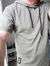 汉角 夏季百搭连帽短袖t恤男潮流带帽运动嘻哈上衣帽衫韩版港仔卫衣潮 鹏兴338灰绿色 2XL/180【135-150斤】 实拍图