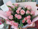 梦馨鲜花情人节鲜花速递11朵红玫瑰礼盒花束送女友生日礼物全国同城配送 33朵粉玫瑰花束-小熊款 实拍图