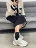 DAPHNE达芙妮水钻网面老爹鞋女2026夏季新款透气厚底增高运动休闲鞋 银色 跟高13cm 36 (230mm) 实拍图