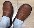 熙慕莱 牛皮拖鞋男凉拖鞋女拖鞋真皮情侣包头家居春秋冬季防滑 棕色(男鞋) 39-40 码【27】 实拍图