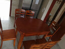 南之安 全实木餐桌椅组合6人圆形多功能伸缩简约现代中式家用吃饭桌跳台 海棠色 1.2m 一桌6椅(送转盘) 实拍图