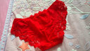 梦瑞尔3条礼盒装本命年大红女士内裤内裆棉质 性感蕾丝低腰三角裤头礼物 i818款一：红色+红色+红色 3条 L 建议90-110斤 实拍图