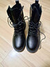 轩途诗马丁靴女加绒冬季系带英伦风短靴女厚底潮网红机车靴休闲女靴子 F06黑色加绒 40 实拍图