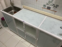 坚唯厨房柜子洗碗水槽柜简易组装经济型铝合金碗柜出租房不锈钢灶台柜 6门 左盆带碗架长147cm 实拍图
