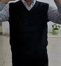 罗蒙毛线背心男针织毛衣马甲含羊毛男士无袖羊毛衫春秋薄款V领毛马夹中年青年学生纯色休闲坎肩 黑色 50/L 实拍图