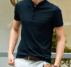 布先生时尚立领纯棉男士T恤2023春夏新款显瘦黑色短袖商务休闲AT12023 黑色 XL/180 晒单实拍图