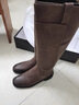 狄德拉真皮不过膝长筒靴女秋冬款厚底粗跟显瘦高筒骑士靴百搭方头长靴 棕色单里（标准筒围） 35 (225mm) 标准码 实拍图