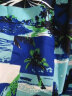古泽鲨GUZESHA夏季沙滩裤男士宽松休闲花短裤运动大码海滩裤速干大裤衩薄居家服 新蓝花 小码XXL（100-145斤左右） 实拍图