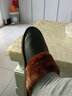 范米尼 头层牛皮棉拖鞋 加宽大码真皮拖鞋居家室内家居鞋老人保暖加厚软底防滑秋冬季男女情侣 601:黑色 28适合41-42码 实拍图