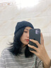 目丸网红时尚暗黑系堆堆帽子女毛线帽潮韩棉帽百搭冷帽月子针织帽秋冬 黑色 双面针织 55-60cm(有弹力) 实拍图