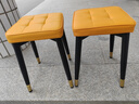 裕邻凳子客厅可叠放餐凳化妆梳妆凳家用轻奢软包高款换鞋凳YL513 橙色皮革+金腿 实拍图