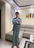 有趣熊情侣睡衣男士冰丝夏季睡袍女吊带睡裙睡裤男士家居服套装长袖长裤 NSLQ-宝石绿麋鹿镂空蕾丝 女-M（150-160cm，80-100斤） 实拍图