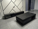 朵乐唯 岩板茶几电视柜组合简约现代北欧大理石火烧石黑色客厅家具套装 1.5米茶几+电视柜 实拍图