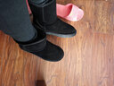 ZHR雪地靴女反绒牛皮靴子女保暖加绒短靴女圆头女靴 P71 黑色 38 实拍图