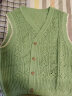 茵曼秋女装新款休闲镂空设计感V领百搭叠穿显瘦针织开衫马甲 草绿色 L 晒单实拍图