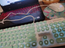 超薄蒸汽朋克复古背光键盘鼠标套装可爱粉色发光家用办公有线无线打字少女心笔记本台式电脑通用键鼠 淡薄绿白光-有线款(女生圆形按键键鼠套装) 实拍图