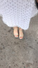 ZHR凉鞋女金属装饰一字细带搭扣气质粗高跟韩版百搭 米色 35 实拍图