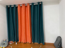 梦达莱全遮光窗帘成品免打孔安装罗马杆一整套卧室定制客厅防风保暖遮阳 拼接款：孔雀蓝+橘色 适用宽2.1-2.6米【窗帘高2.2米】 实拍图