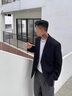 棉致【三件套】西服套装男职业正装春秋季整套休闲西装修身小西装男士 TX9西服+T恤+长裤黑色  不加绒 XL（建议155-165斤） 实拍图