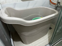 万派特大号加厚成人洗澡桶大人沐浴桶家用浴盆儿童泡澡桶全身可坐洗盆 浅灰色 成人B款无盖（身高1.7米内）无把手 实拍图