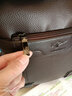 萨奇袋鼠男士单肩包头层牛皮商务休闲真皮斜挎包男韩版小包新款竖版背包 C款黑色[植鞣牛皮] 实拍图