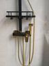 摩丹洁具（MODAN）黑色淋浴花洒套装全铜家用北欧式浴室沐浴淋雨喷头恒温花洒 E5 方管黑金四挡冷热【恒温】 实拍图