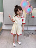 小咕嘟熊童装女童套装夏装儿童套装POLOT恤裤裙两件套运动休闲女孩服装 米色 120 实拍图