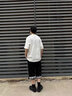 举风华夫格七分裤男士夏季薄款潮流运动裤子男宽松高街过膝休闲短裤男 黑色 XL 130至145斤可穿 实拍图